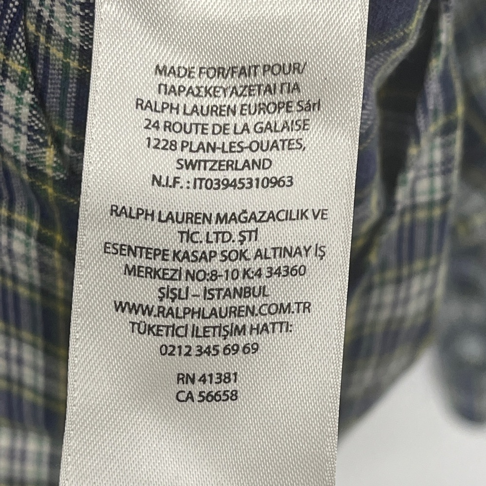 Polo Ralph Lauren Classic Oxford Shirt Men’s Plaid Blue Label Size L Maize Blue - Picture 7 of 8